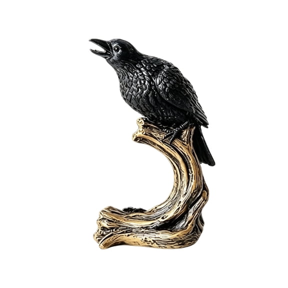 LOWLHOME Halloween Realistic Resin Crow Figurine, Craft Spooky Crow Decoration Versatile Bird Sculpture, Tabletop Ornament Garden Party Prop, Halloween Party, Crow-w Candlestick