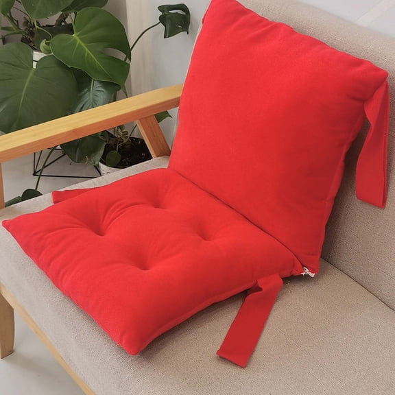 LOWLHOME Integrated Seat Cushion with Backrest,Detachable Rectangular Chair Pad,Soft High-Elastic Chair Cushion with Anti-Slip Ties,Memory Foam Seat Cushion,31.5*15.7in,Red