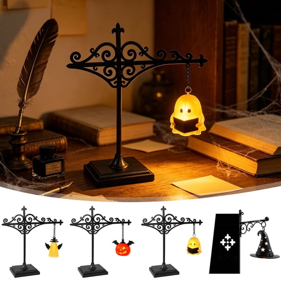 LOWLHOME Library Lantern-Decorative Bookshelf Lighting, Vintage Fantasy Book Nook Lamp, Magic Reading Light for Bookworms with Ghost Charm, Portable Shelf Decor (Reading Ghost)