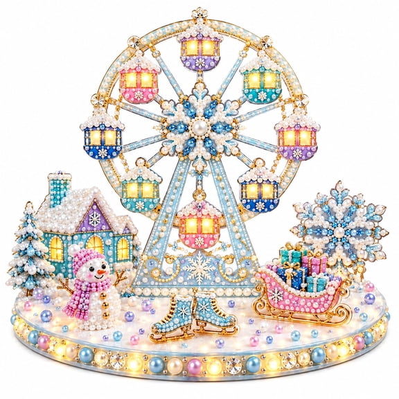 LOWLHOME Light Up DIY Crystal Art Kit, LED Carnival Craft Set for Home Decor, Sparkling Handmade Display for Adults and Teens, Winter Holiday Craft Gift, 9.84 x 7.87 in (A)