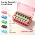 thumbnail image 1 of LOWLHOME Plastic Pencil Case, Large Capacity Clear Pencil Box, Crayon Marker Box with Snap-Tight Lid, Plastic Pencil Cases, Pencil Box, Crayon Box Storage, 1 of 2