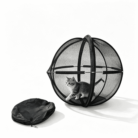 LOWLHOME Portable Outdoor Mesh Cat Enclosure, Breathable Interactive Rolling Toy for Indoor & Outdoor Play, Durable Lightweight Cat Play Ball for Exercise & Enrichment