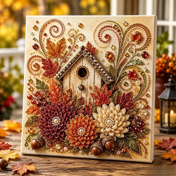 LOWLHOME Pumpkin Thanksgiving Pearl Painting DIY Craft Kit Handmade Art Set, Creative Fall Art Project for Teens Adults Home Decor Gift, for Home Party Decor, Indoor Outdoor Use