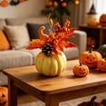 thumbnail image 1 of LOWLHOME Realistic Fake Pumpkins For Flower Arrangement, Sunflower Maple Leaf Berries Faux Pumpkin, Halloween Thanksgiving Fall Table Decorations (7.5in, Style C), 1 of 6