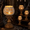 thumbnail image 1 of LOWLHOME Rustic White Pumpkin Tealight Candle Holder Set, Farmhouse Halloween Pumpkin Tea Light Candle Holders Decor, Fall Tables Centerpieces for Thanksgiving & Halloween Party, 1pc,5.9 in, 1 of 5