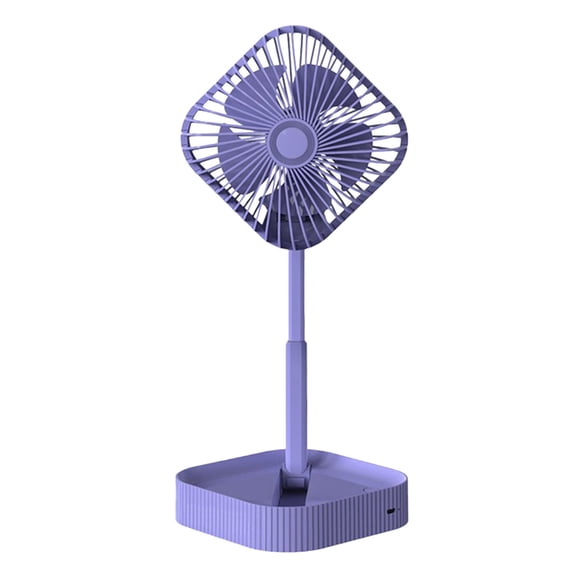 LOWLHOME Stand up Fan Clearance Portable Pedestal Fan,Foldaway Standing Fan Foldable Desk Fan,Wireless Use 1200Ma Rechargeable Telescopic 3-Speed Quiet Fan for Home Kitchen Purple