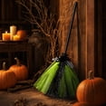 thumbnail image 1 of LOWLHOME Witch Broom Wizard Staff Witch Accessories, Halloween Costume Accessory, Plastic Witch Broomstick Cosplay Broom Props, Masquerade Show Dress Up Dance Party Supplies Halloween Decor, Green, 1 of 7