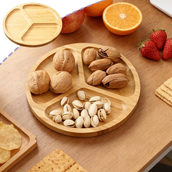 LOWLHOME Wooden Snack Serving Tray,Customizable Bamboo Wood Platter,Japanese Style Wooden Cake Plate,Multi Use Table Tray,Smooth Finish Easy to Wipe for Holiday Party Home Dining Table Decor,Khaki-B