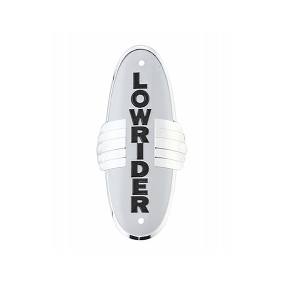 LOWRIDER BICYCLE NAME PLATE WIMG WHITE CHROME WITH WING. Bike part, Bicycle part, bike accessory, bicycle part