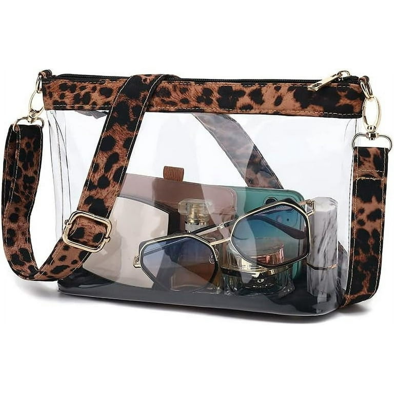 LOXOMU Clear Purses for Women Stadium Leopard Print Clear Crossbody Bag Clear Bag and Handbag with Adjustable Strap Women s Size 9.05 x 3.34