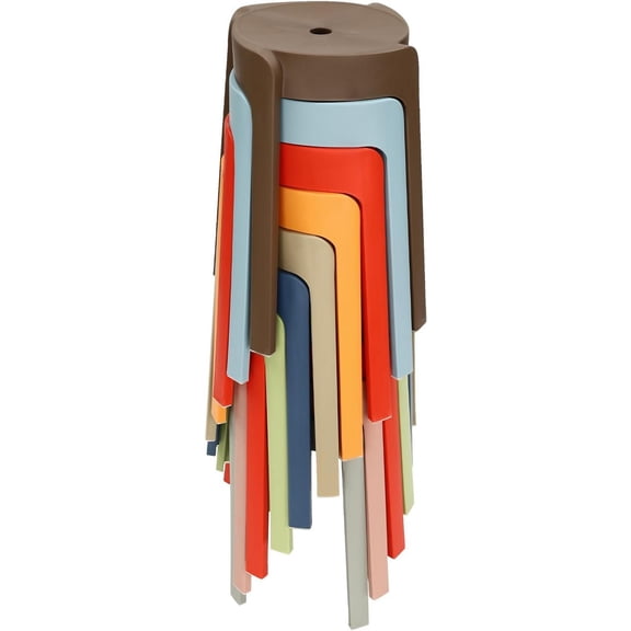 LOYALHEARTDY 10 Pack Plastic Stackable School Stools, 18" Classroom Plastic Stool Nesting Round Stool for Toddlers Classroom Furniture School (Colorful)