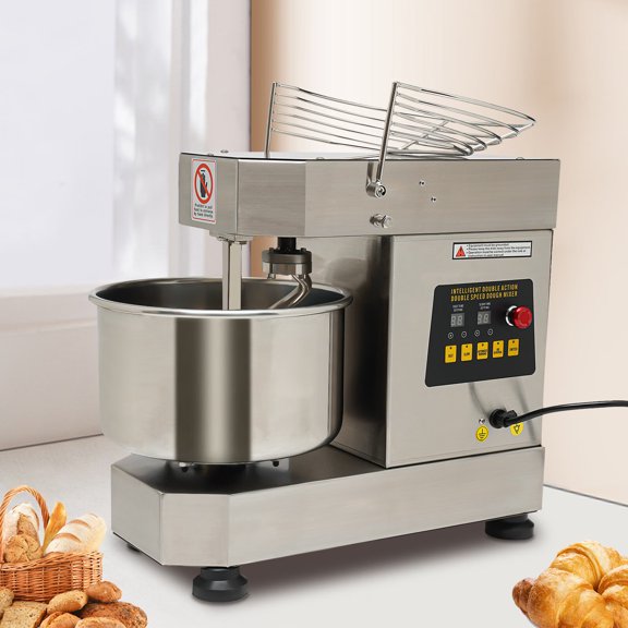 LOYALHEARTDY 10L Commercial Dough Kneading Machine 750W 110V Electric Dough Stirring Machine 2.6 Gal Freestanding Stainless Steel Food Mixer with Security Shield for Home Restaurant