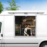 LOYALHEARTDY 36*36 Inch Concession Window Waterproof Food Truck Service Window RV Trailer Concession Stand Serving Window Up to 80° with Awning Door & Drag Hook & Pneumatic Rods and Hinges