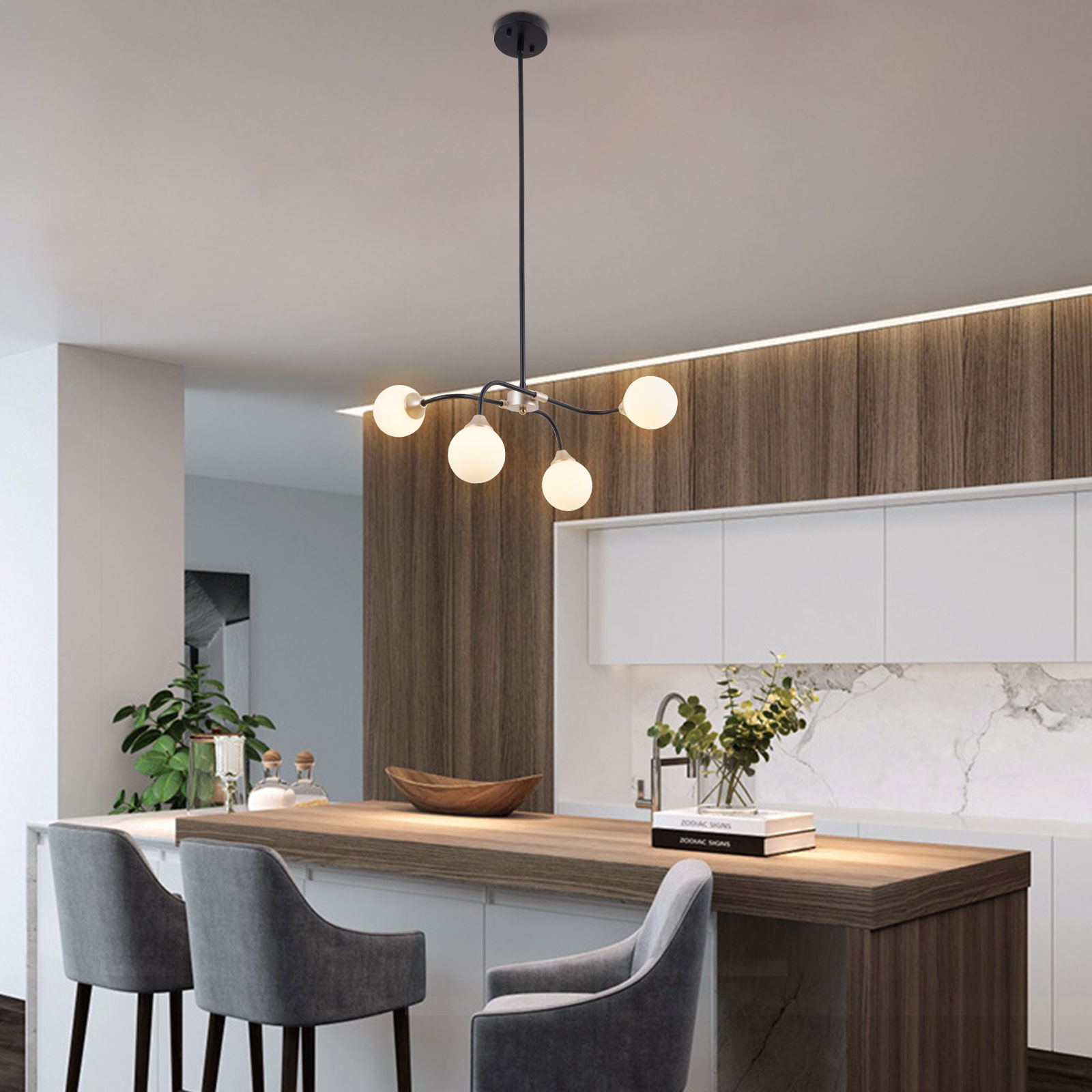 Winston Porter Layla 1 - Light Dimmable Glass Kitchen Island Pendant Light Winston Porter Layla 1 - Light Dimmable Glass Kitchen Island Pendant Light