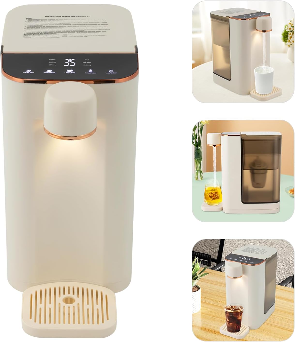 LOYALHEARTDY Instant Hot Water Dispenser, 1600W Electric Kettles Countertop Hot Water Dispenser Instant Countertop Water System for Quick Heating Hot Water Boiler and Warmer for Home 3L/0.79gal