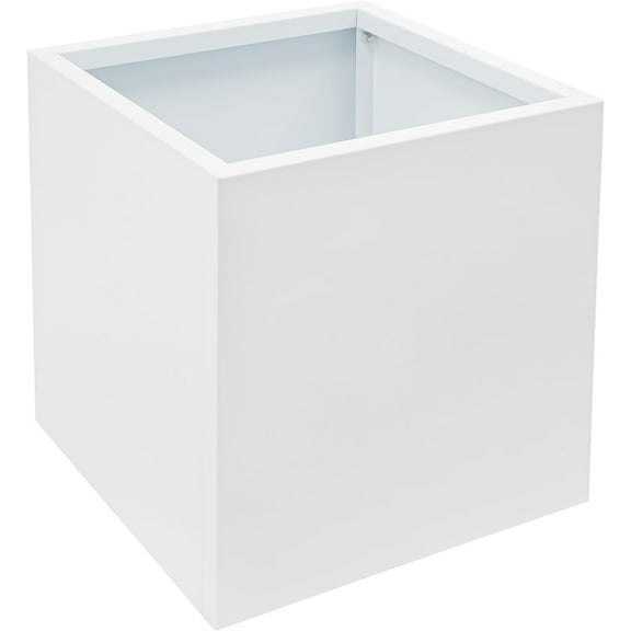 Steel Planter Box, 17" x 17" x 18" Square Planter Metal Box Tall Planters Heavy Duty Plant Boxes for Indoor Outdoor Tall Plants, Flowers or Shrubs (White, 17" x 17" x 18")