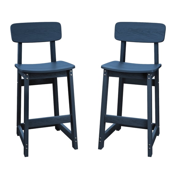LOYALICE 2PC Tall Adirondack Chair, HDPE Patio Outdoor Bar Height Barstools Chair, Dark Blue