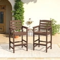 thumbnail image 1 of LOYALICE 2PC Wider-Size HDPE Outdoor Bar Table and Chairs Set, Oversize Tall Adirondack Chair, Patio Furniture Set, Brown, 1 of 8