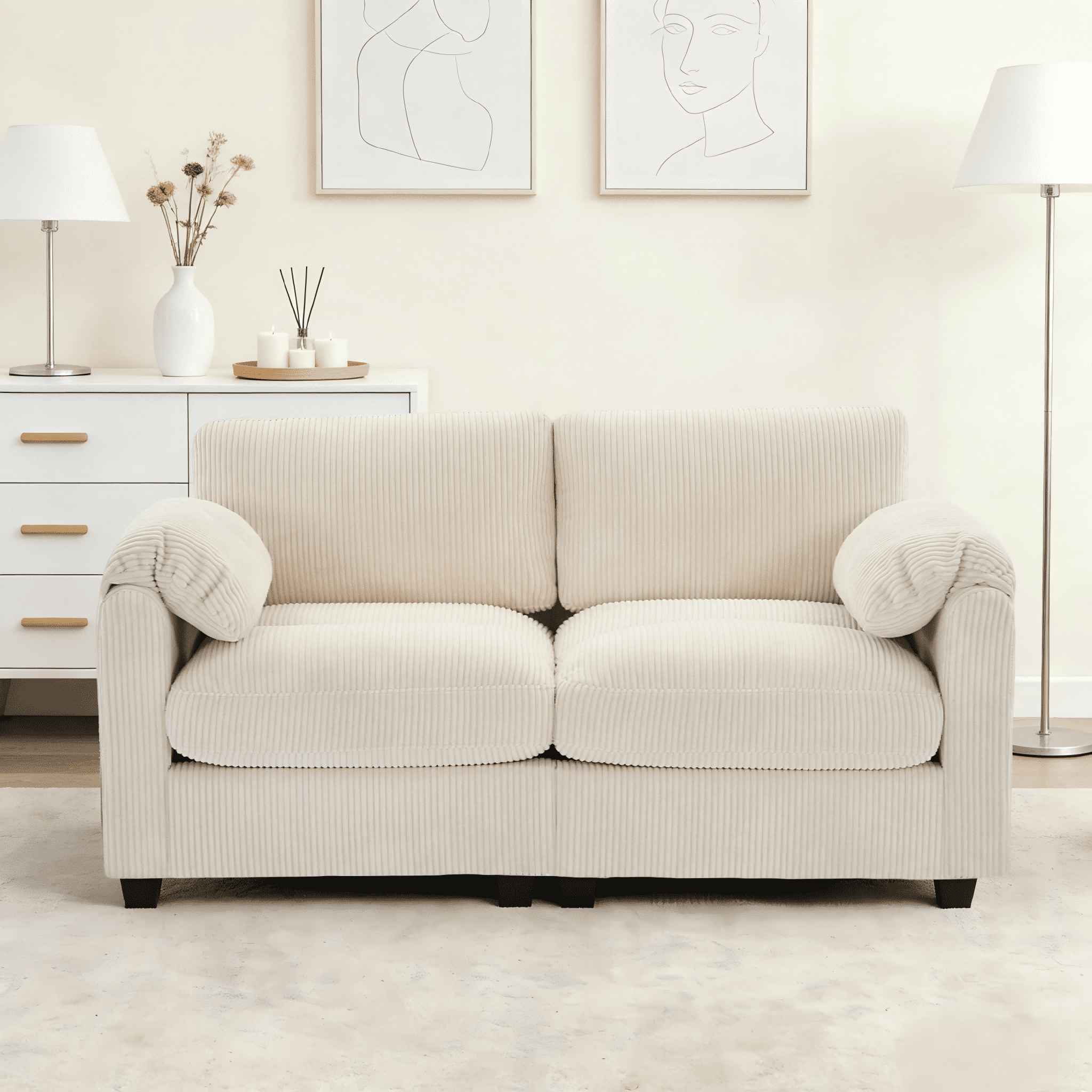 LOYALICE 60.6" Modern Corduroy Loveseat Sofa 2 Seater Couch for Living ...