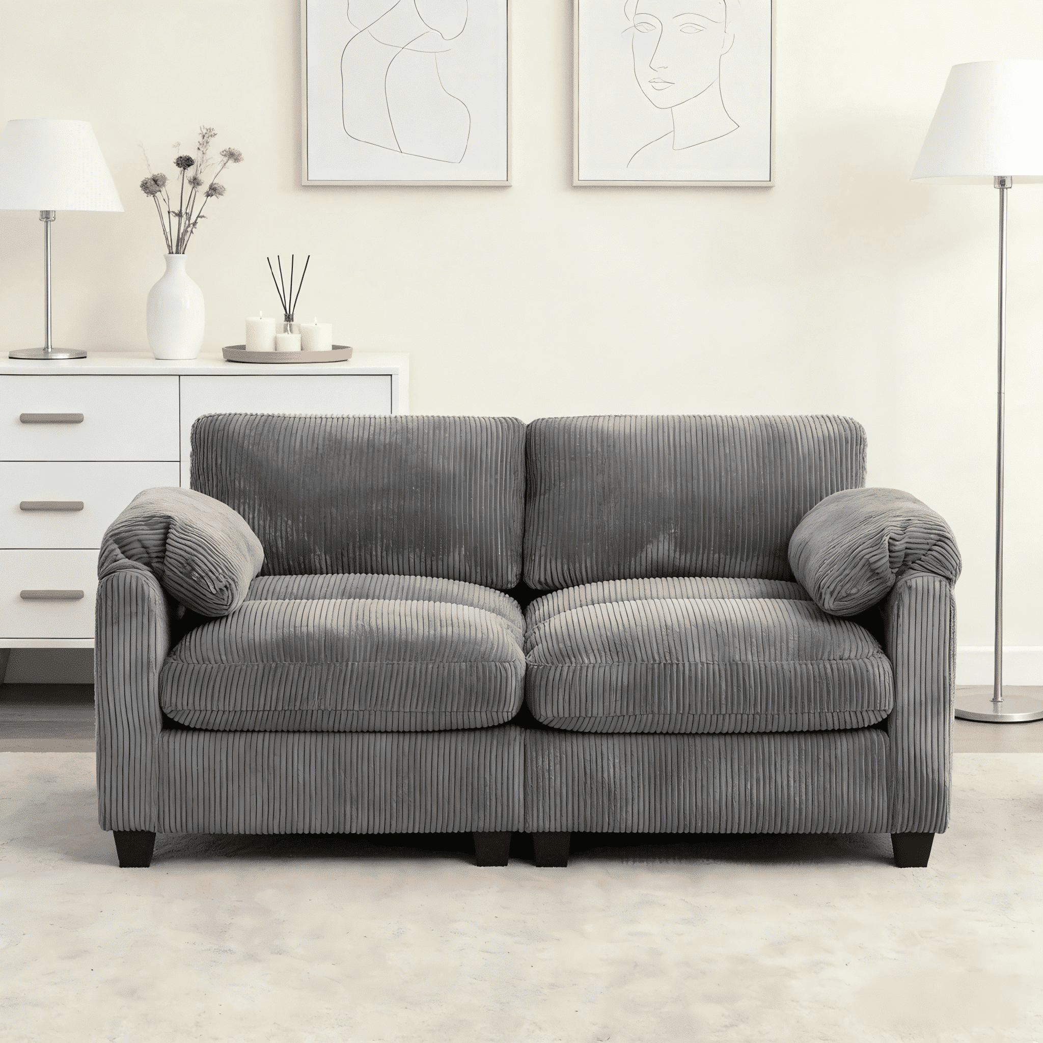 LOYALICE 60.6" Modern Corduroy Loveseat Sofa 2 Seater Couch for Living ...