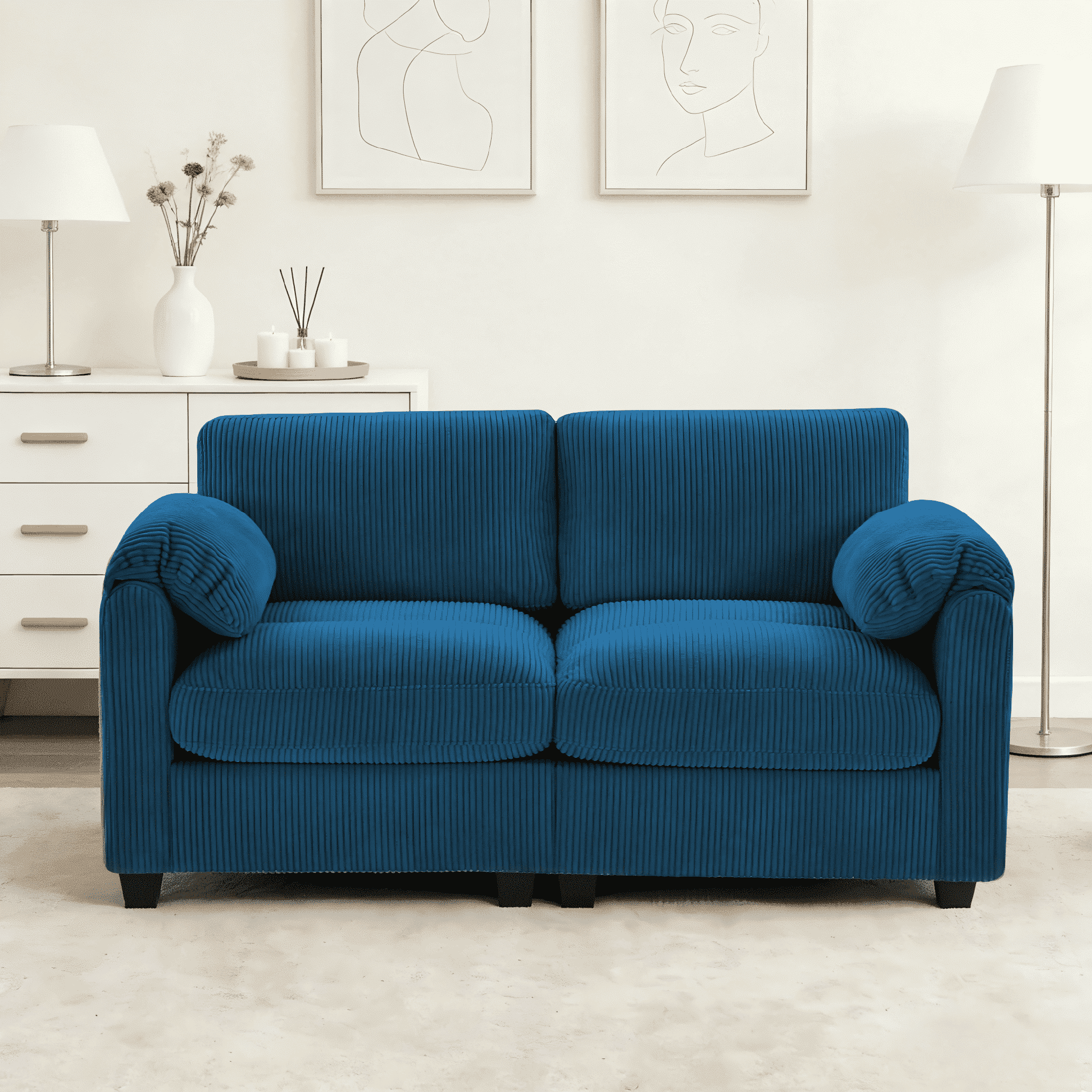 LOYALICE 60.6" Modern Corduroy Loveseat Sofa 2 Seater Couch for Living ...