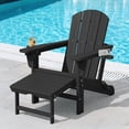thumbnail image 1 of LOYALICE Folding Adjustable Adirondack Chair with Retractable Ottoman, HDPE Weatherproof Outdoor Chair With Double Cup Holder, Black, 1 of 11