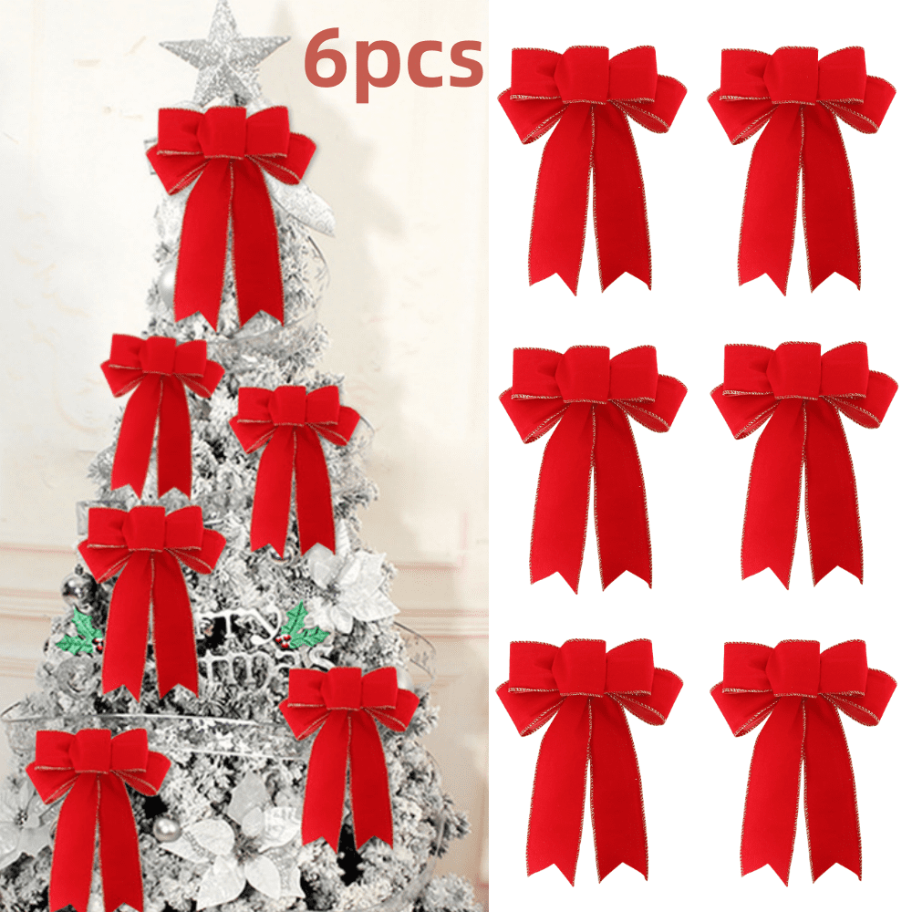 LOYALSE Christmas Hanging Decorations, 6PCS Christmas Bows Large