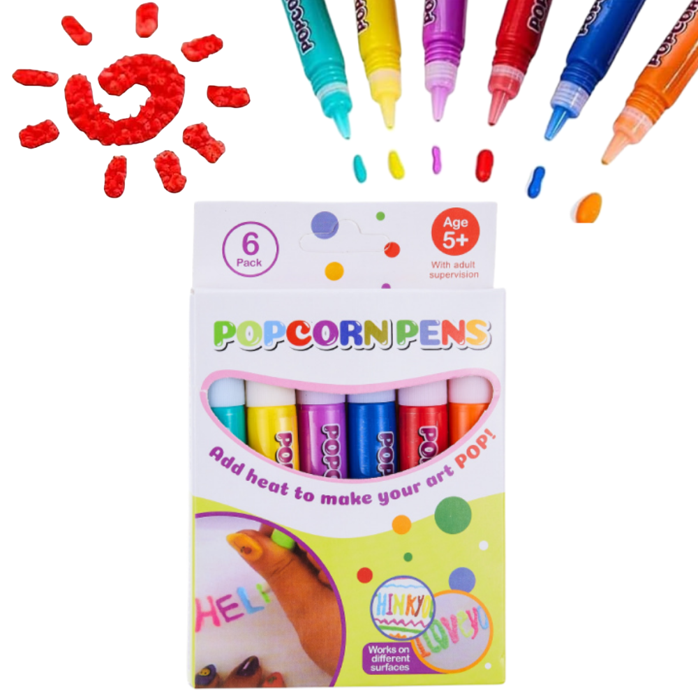 LOYALSE DIY Bubble Popcorn Drawing Pens, Magic Puffy Pens, Popcorn
