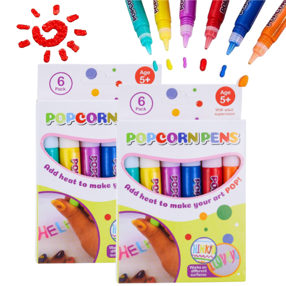 LOYALSE DIY Bubble Popcorn Drawing Pens, Magic Puffy Pens, Popcorn Colors Pens, Puffy Bubble Pen