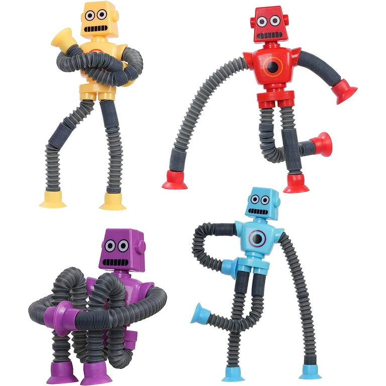  SUNGOOYUE Telescopic Suction Cup Toy, 4PCS Plastic Cartoon  Robots Shape Flexible Suction Cup Puzzle Toy Set for Boys Girls : Toys &  Games