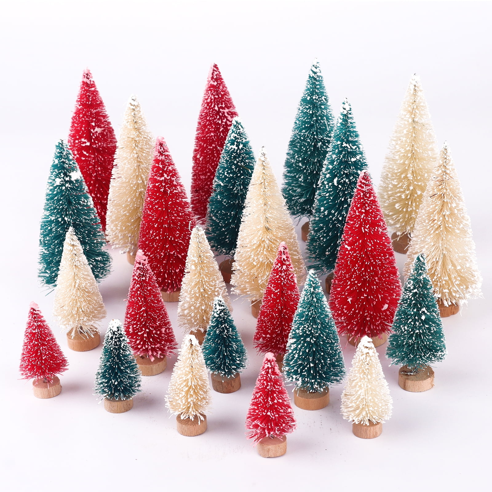 LOYUDEQIU 24 Pcs Mini Christmas Tree Red,Blue,Beige Small Christmas