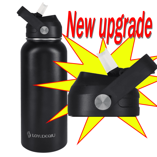 LOYUDEQIU 32 oz Water Bottle,Heat Preservation,No Spills Black Water