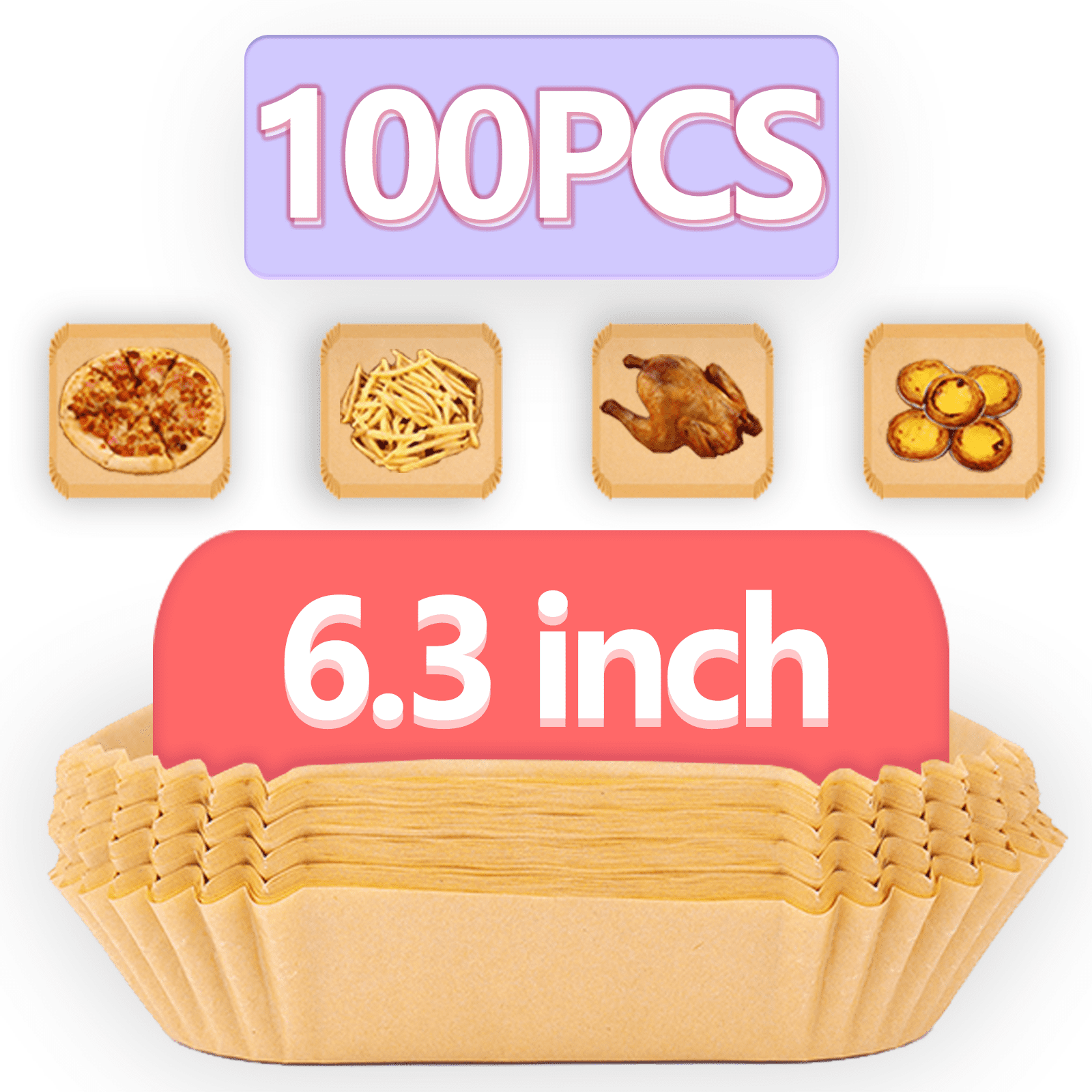 Airfryer Liners for Ninja Air Fryer 8 Inch,4-8 Qt Air Fryer Paper Liners  Disposable,125 Pcs Baking Parchment Sheets Air Fryer Accessories for Ninja