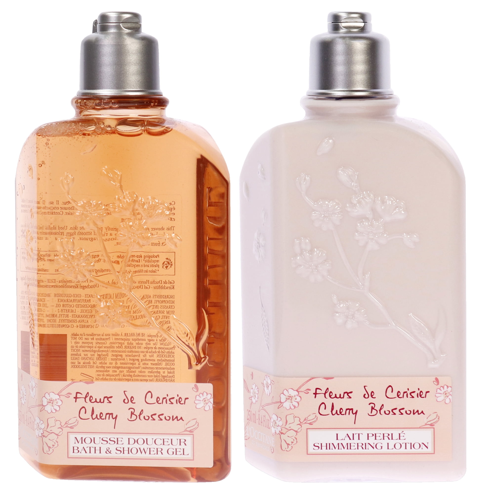 LOccitane Cherry Blossom Bath Shower Ge and Body Lotion 2 Pc Kit 8