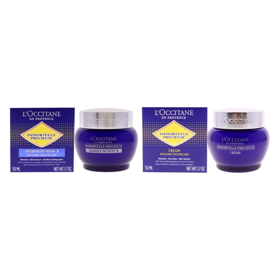 LOccitane Immortelle Precious Overnight Mask and Cream 2 Pc Kit - 1.7oz Mask, 1.7oz Cream