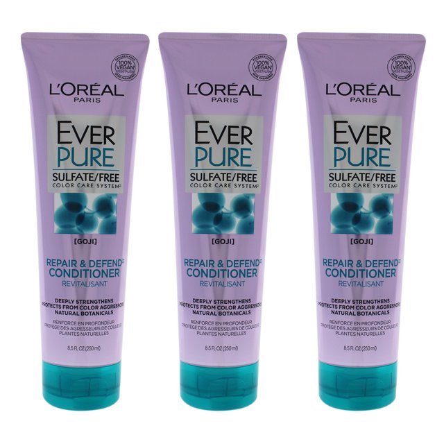 LOreal Paris EverPure Goji Repair Defend Conditioner Pack of 3, 8.5