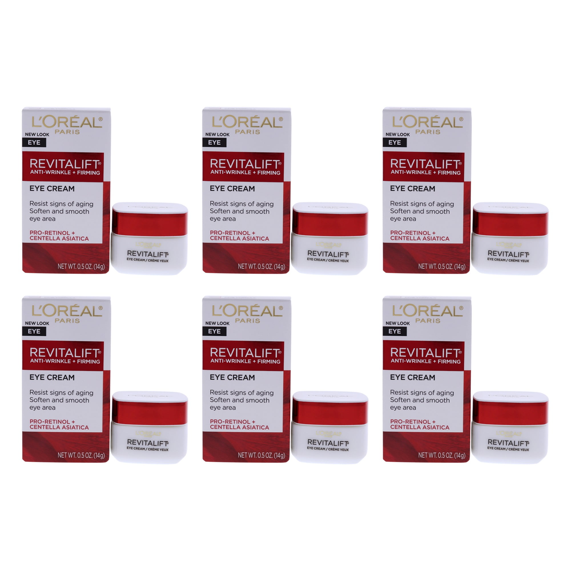 LOreal Professional Revitalift Anti-Wrinkle and Firming Eye Treatment - Pack of 6, 0.5 oz