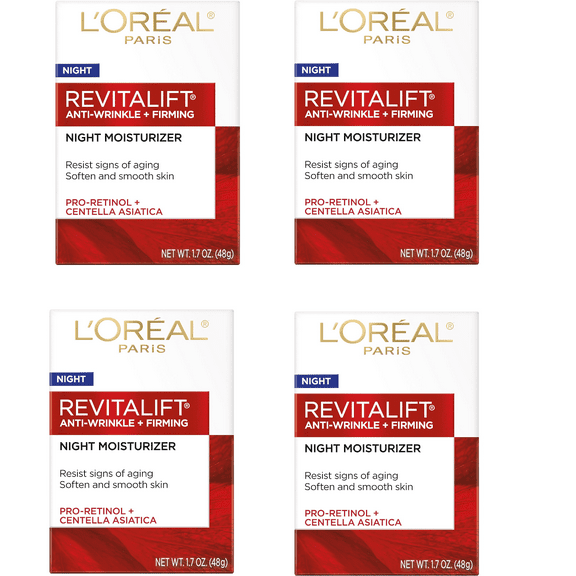 LOreal Revitalift Anti Wrinkle Firming Night Moisturizer 1.7oz. (Pack of 4)