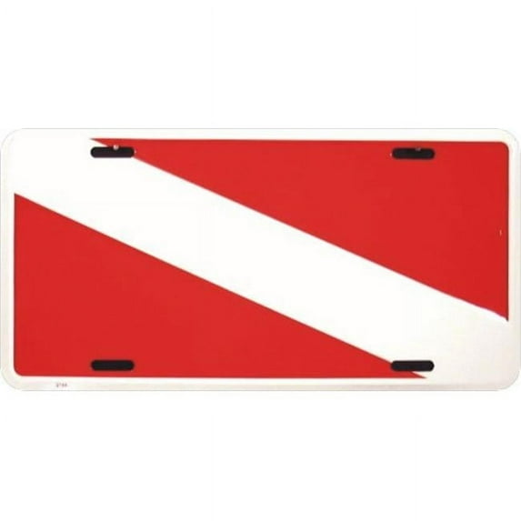 LP - 082 Scuba Divers Diving Flag License Plate - 2144