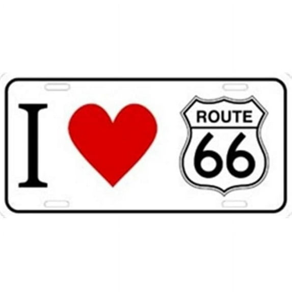 LP-1253 I Love Route 66 License Plate Tags- X427