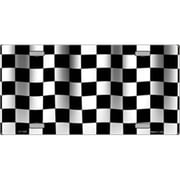 LP-1425 Waving Checkered Racing Flag License Plates