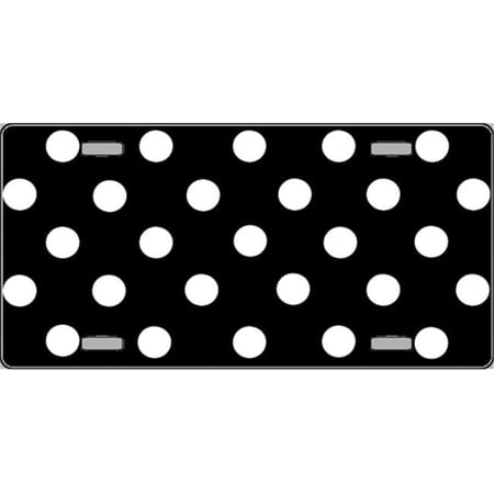 LP-2201 Polka Dots- White on Black Flat Automotive License Plates Blanks for Customizing