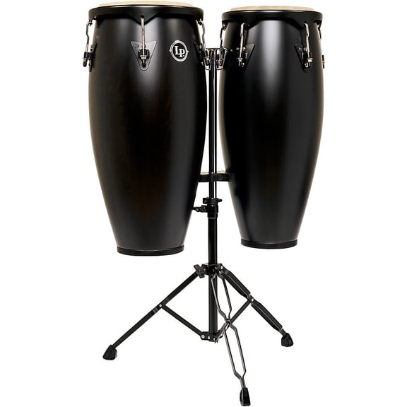 Latin Percussion City II Mango Conga Set, Black, Black Hardware