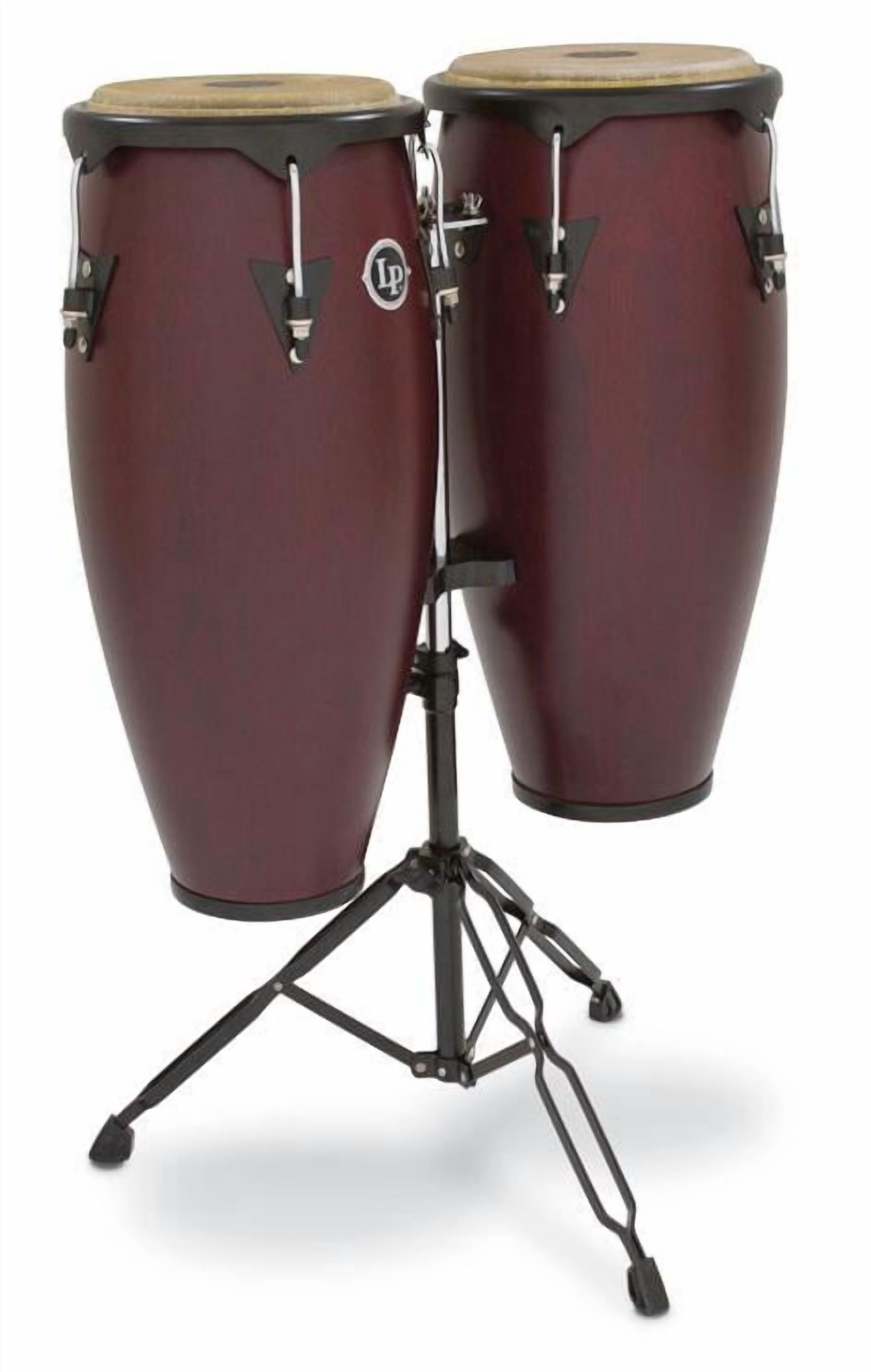 LATIN PERCUSSION LP City Series Conga Set with Stand, Dark Wood
