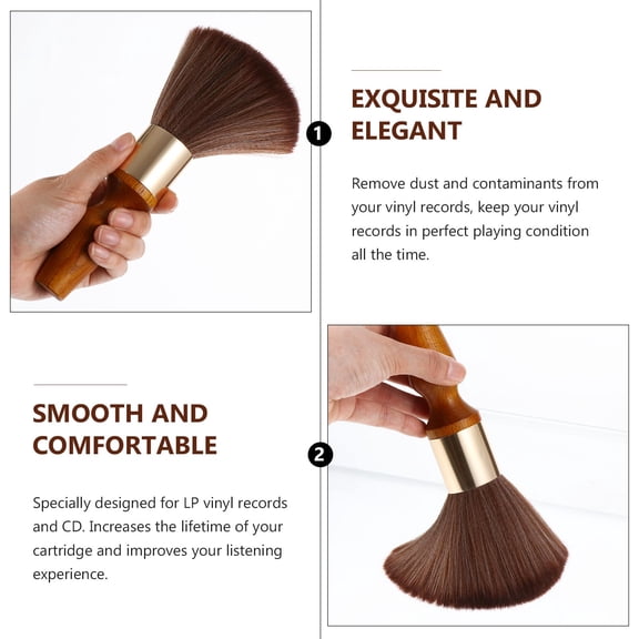 Soimiss Cd Player Brush for Dust Removal and Static Dissipation with Comfortable Wooden Handle