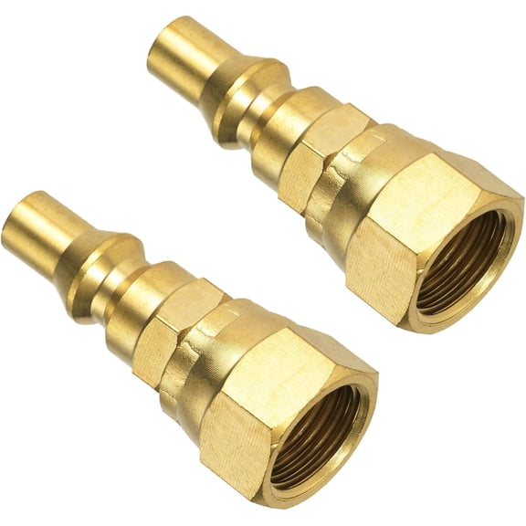 LP Disconnect Fitting,2PCS RV Propane Quick Connect Fittings, 1/4" Quick Connect Plug x 3/8" Female Flare for Connecting Low Pressure Gas Appliance Heater Grill Fire Pit, RV Quick Connect