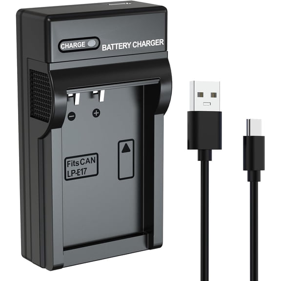LP-E17 Battery Charger with USB C Cord for Canon R8 R10 RP R50 R100, Rebel T8i, T7i, T6i, T6s, SL2, SL3, EOS M3, M5, M6, 200D, 77D, 750D, 760D, 800D, 8000D Camera with LED Indicator