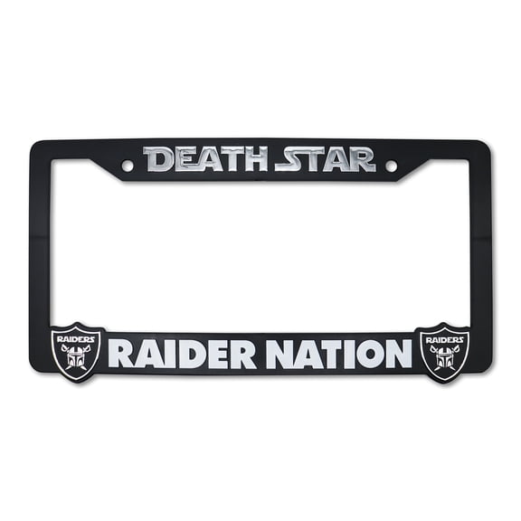 LP Frameworks Deathstar for Raider Nation 3D Raised License Plate Frame | 1 Pack Car License Plate Cover | Universal US Car Black License Plate Holder | Auto Accessories (Car, Truck and SUV)