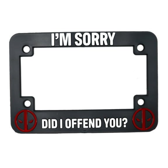 LP Frameworks Did I Offend You? for Deadpool 3D Raised Motorcycle License Plate Frame | 1 Pack Character License Plate Cover | Universal US Motorcycle License Plate Holder | Auto Accessories
