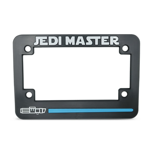 LP Frameworks Jedi Master 3D Raised Motorcycle License Plate Frame | 1 Pack Motorcycle License Plate Cover | Universal US Motorcycle Black License Plate Holder | Auto Accessories (Motorcycle)
